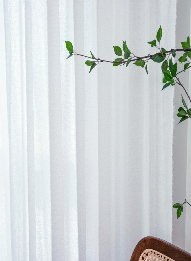 INLINAS Fluffy Sheer Curtains for Bedroom, Grommet Privacy Vertical Window Curtains & Drapes with Light Through for Living Room, 2 Panels, White, 52 x 63 Inch - Image 4